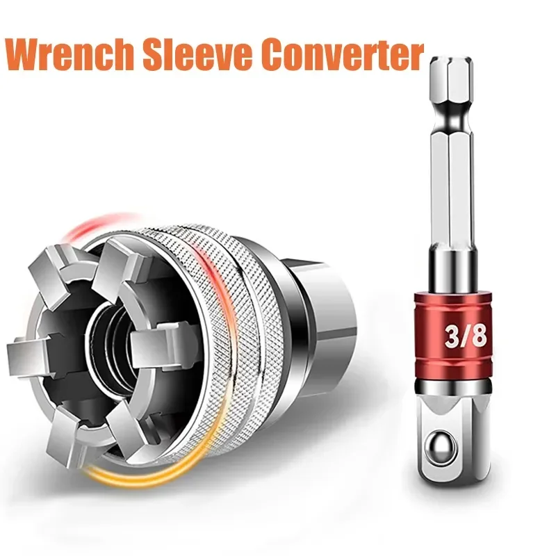 Universal Electric Wrench Sleeve Converter Fits for Standard 3/8-3/4'' 10 to 19mm Super Socket Multifunctional Drive Wrench Tool