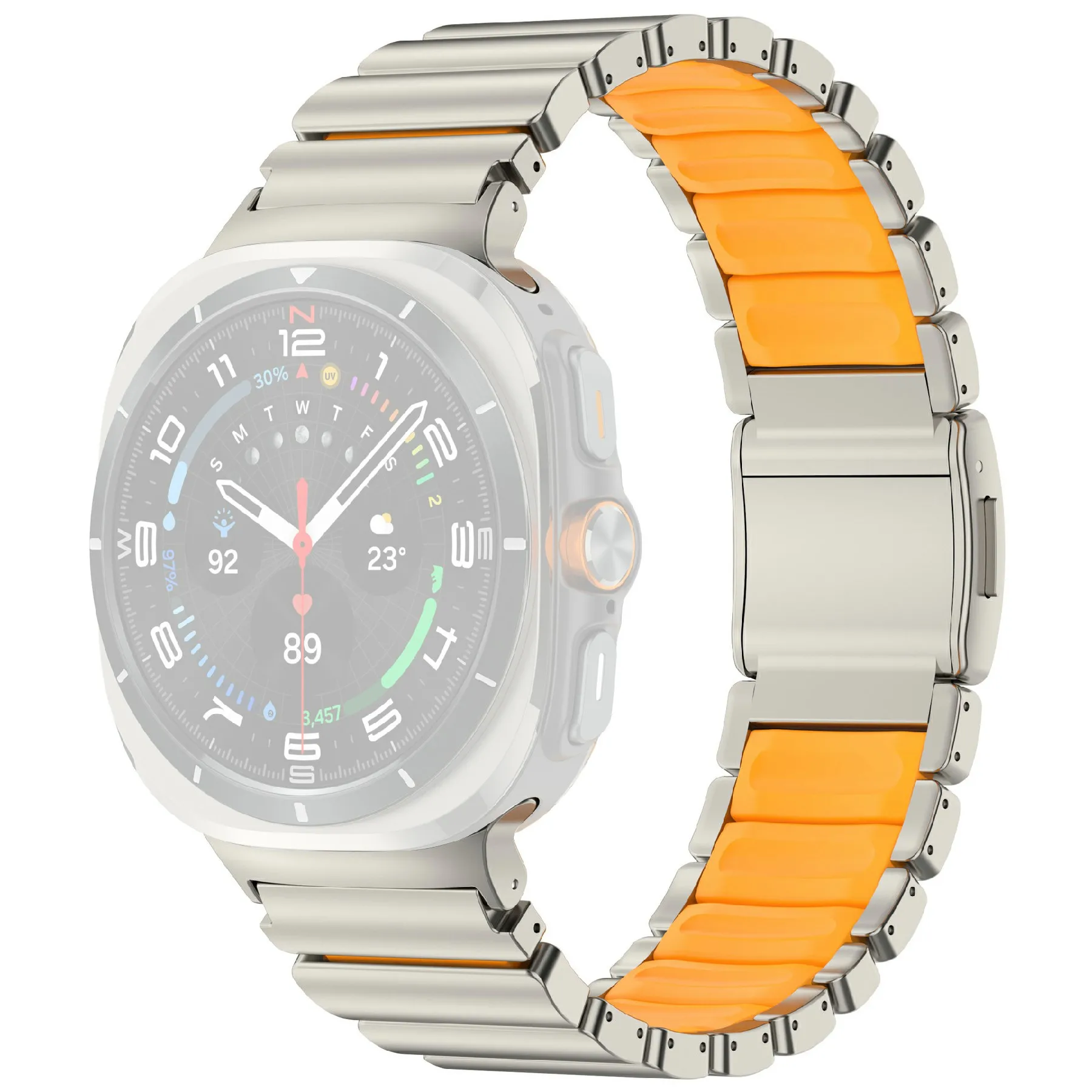 Pulseira de Borracha + Liga de Titânio para Samsung Galaxy Watch8 44mm / 40mm / 8 Classic 46mm - Pulseira Substituta em Titânio