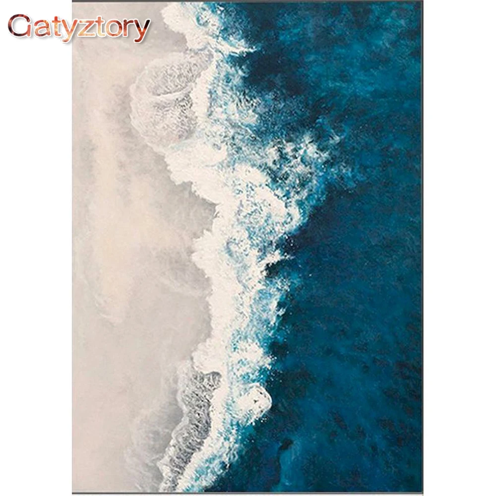 GATYZTORY DIY Painting By Numbers Seascape Picture Colouring Zero Basis HandPainted Oil Painting Unique Gift Home Decoration