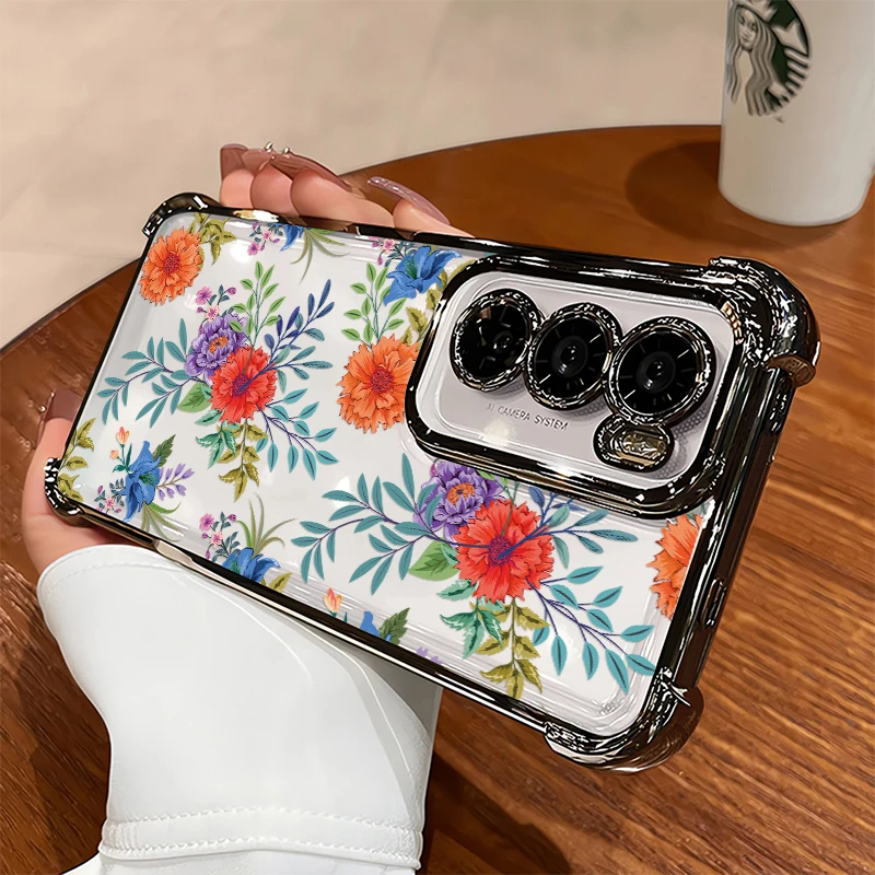 Funda de silicona suave para teléfono Huawei Nova 9 4E, cubierta chapada a prueba de golpes para Huawei P40 Pro P30 Lite, funda transparente con pintura de flores