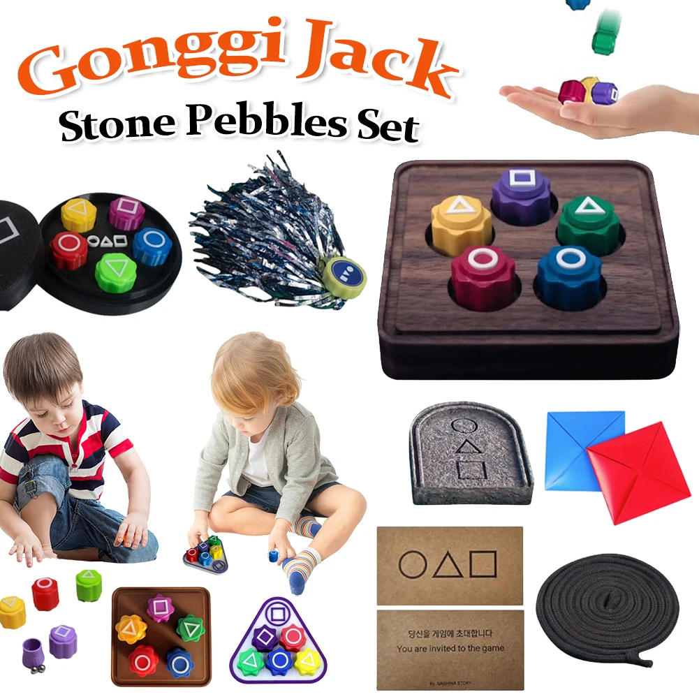 2025 Gonggi Korean Folk Game Set Gonggi Jack Stone Pebbles Set Squid Gong Gi Game Korean Traditional Play Game Party Toys