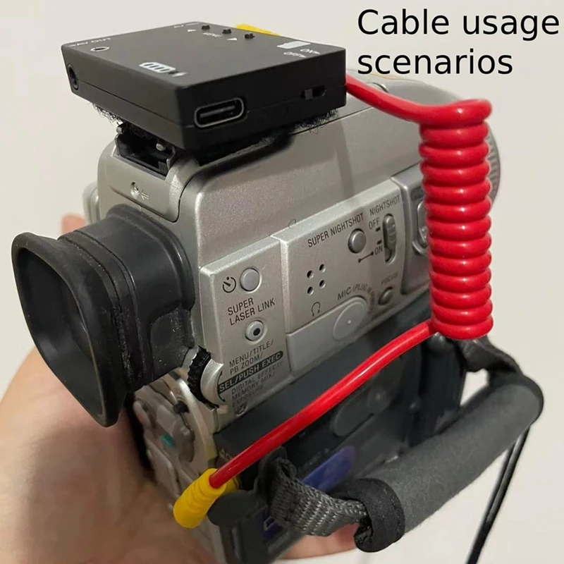 DT98 Coiled 3.5mm to 3.5mm AV Cable with Right-Angle Plugs for Mini DVR Camcorder Connection