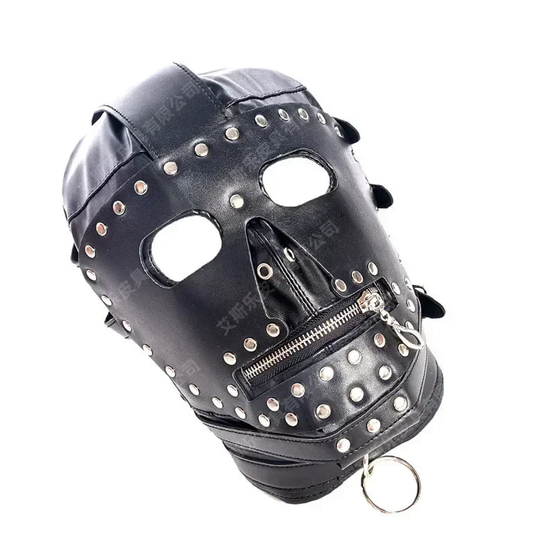 ロールプレイフェチフードヘッドギアpuレザーbdsmボンデージ通気性セックスマスクフードおもちゃセックスゲーム大人向け製品カップル向け