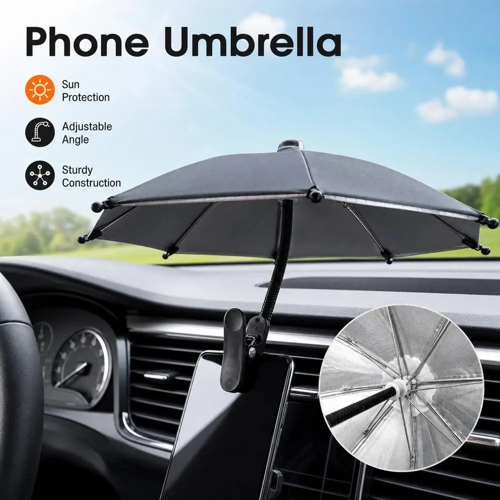 Bending Design Car Mobile Phone Sunshade Anti-glare Non-slip Car Phone Holder Shelter From Rain Metal Hose Auto Phone Bracket
