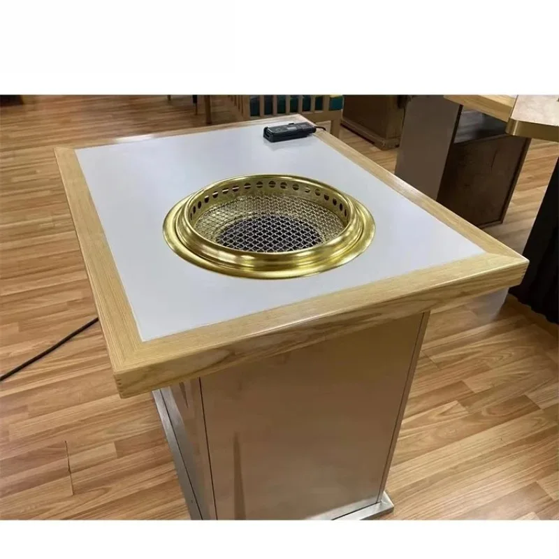 

Изготовленный на заказ коммерческий домашний электрический гриль-барбекю, стол, металлический ресторанный гриль с функцией выхлопной системы