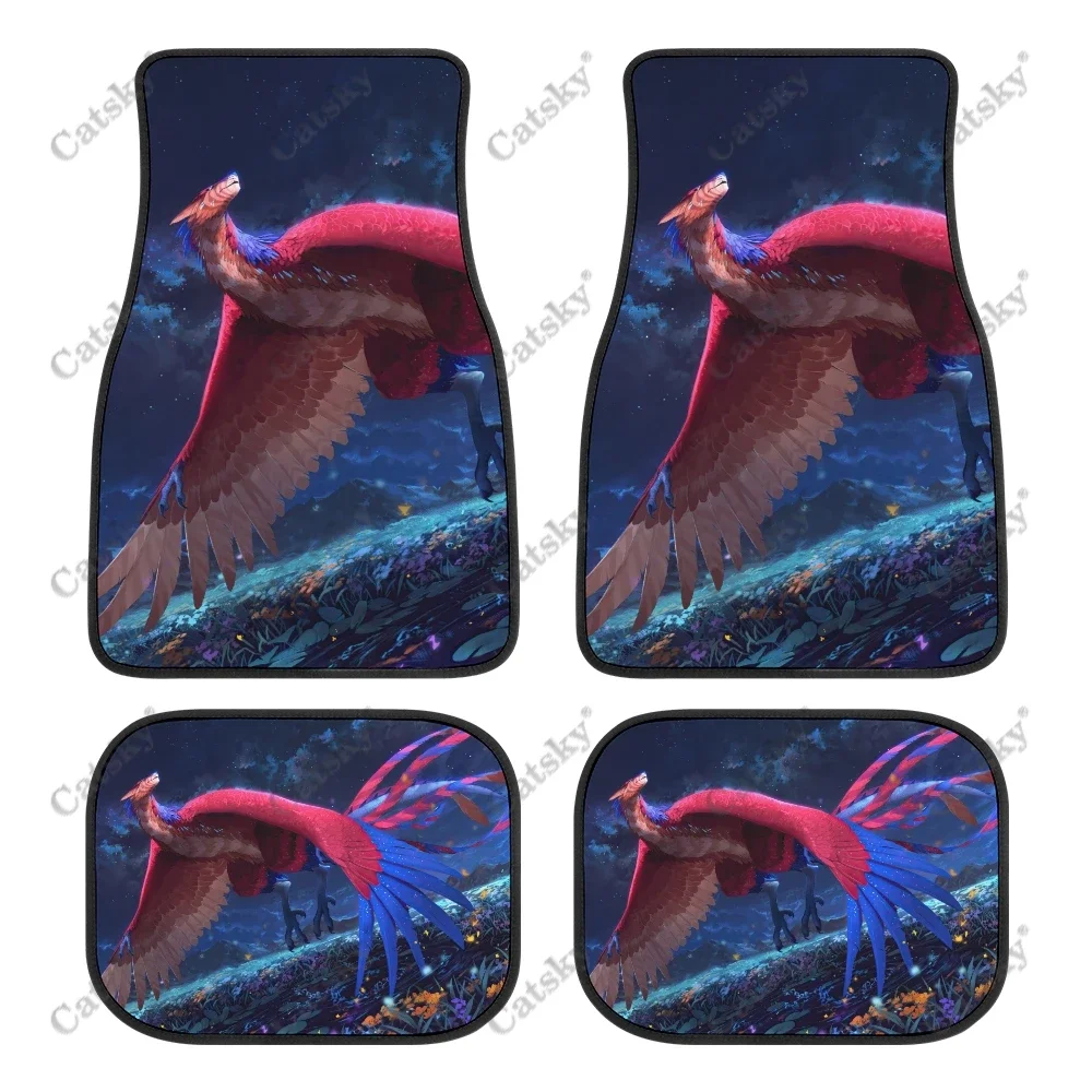 Fantasy Bird Vehicle Front Rear Carpets Mat Decorative Car Floor Carpets Rugs Non-Slip Auto Car Accessories Universal Fit