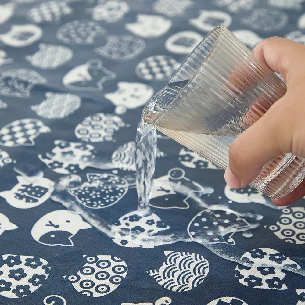 Creative Waterproof Coated Tablecloth Rectangular Reusable Table Protection Coat Washable Heat-resistant Cat Pattern Table Cover