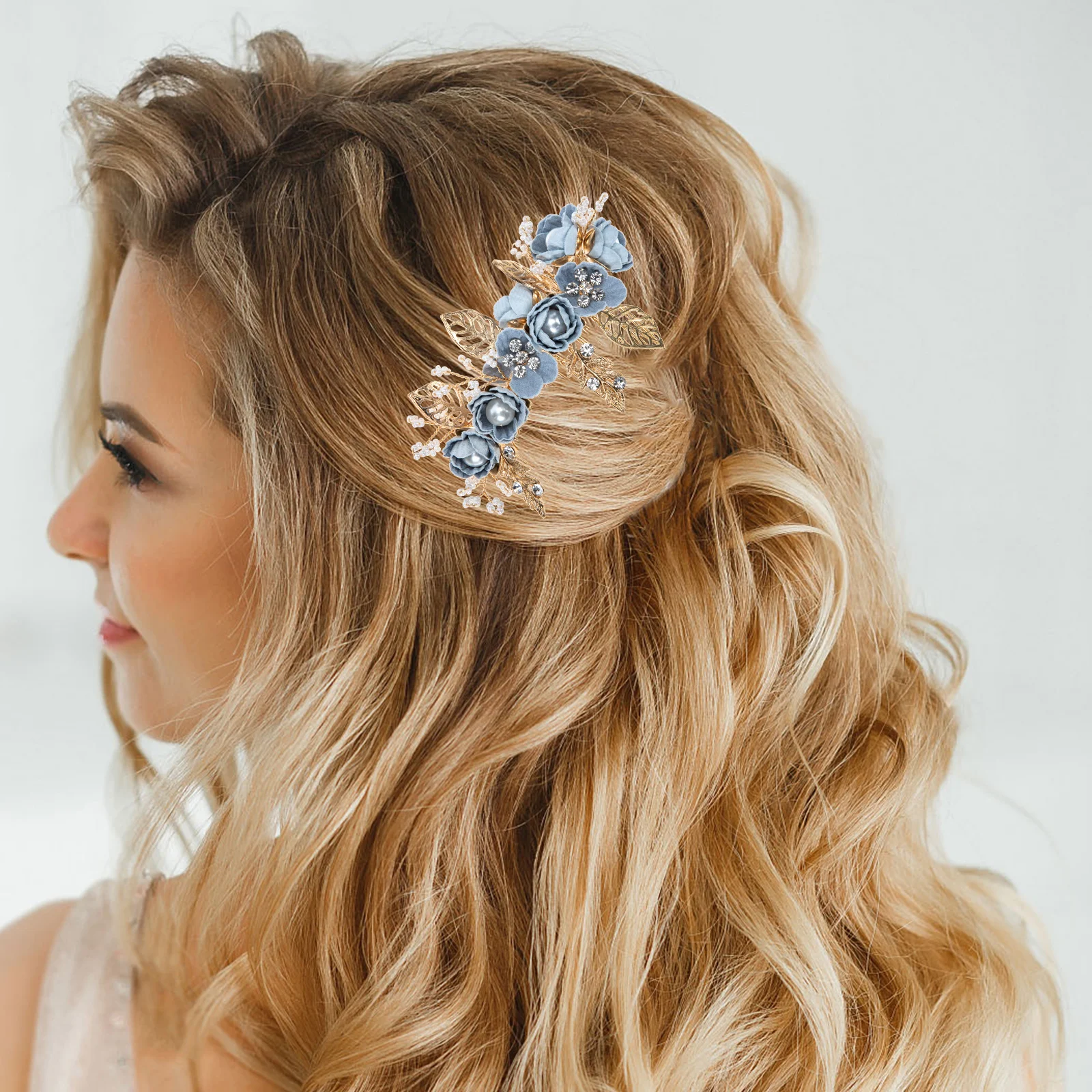 

Elegant Flower Bride Hair Side Comb Wedding Bridal Headdress Alloy Floral Hair Insert Comb Lightweight Comfortable For