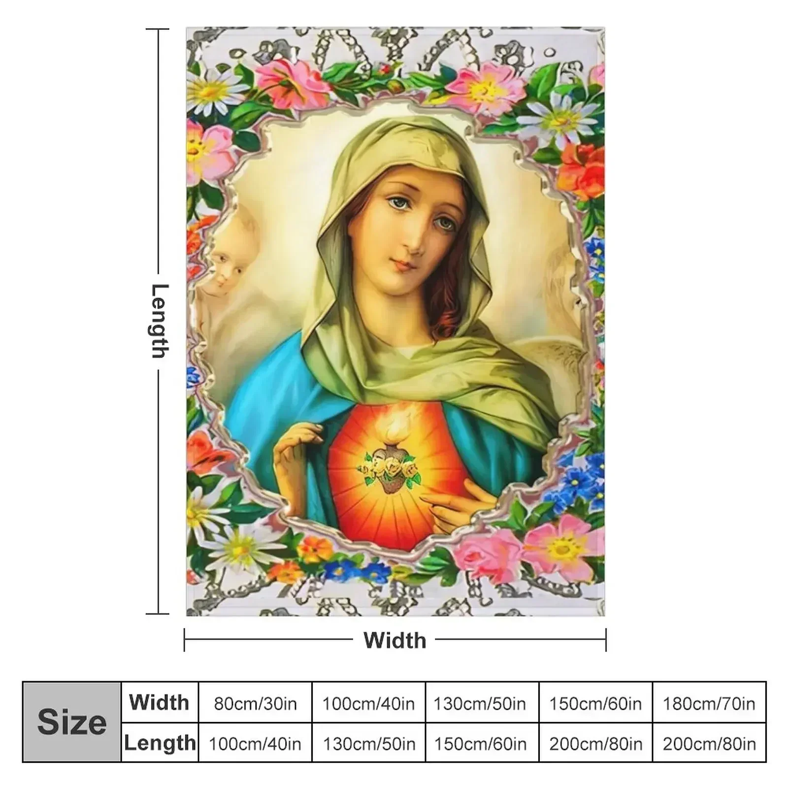 Immaculate Heart of Virgin Mary Catholic Saint A-101521 Throw Blanket Decorative Sofa Picnic Heavy Luxury St Blankets