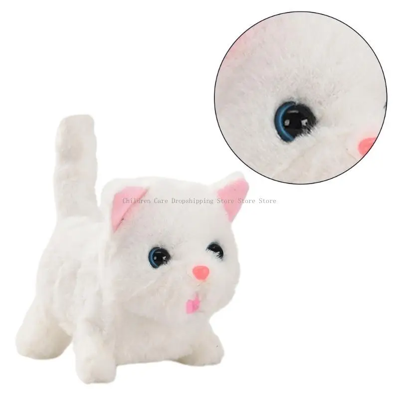 Lopend kattenspeelgoed Elektronisch interactief pluche huisdier Wandelen Miauwen Geweldige cadeaus voor kinderen, jongens en