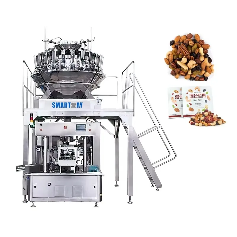 Multi function Vertical Weighing Filling Machine Industrial Packaging Equipment for Cashew Nuts Puffed Food Pillow Bag Packing