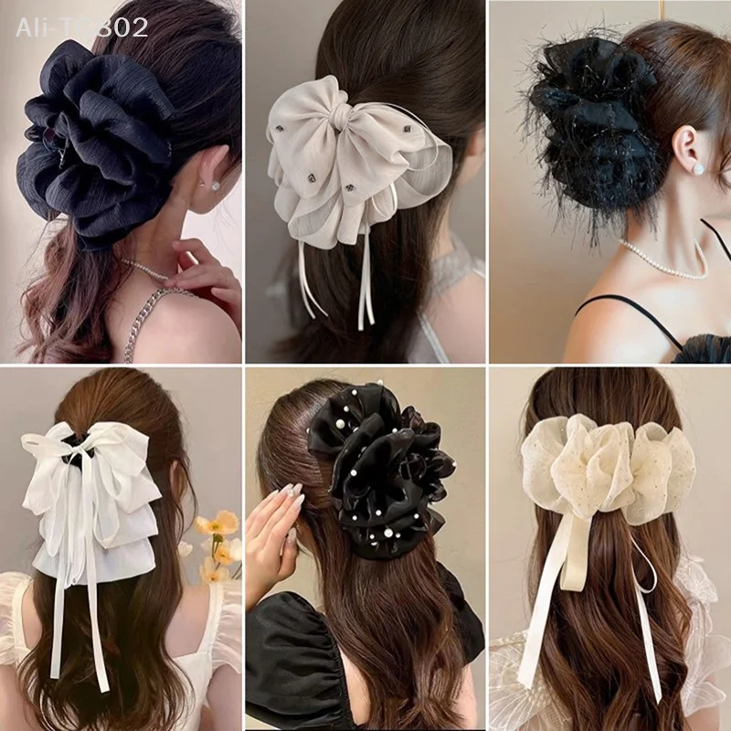 Elegante Haarspangen mit Schleife für Damen, Stilvolle Netz-Haarklammer, Modische Haaraccessoires, Mädchen-Styling-Haarnadel, Kopfschmuck