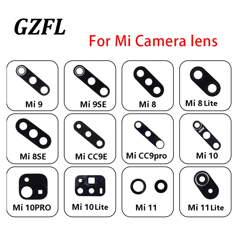 Rear Back Camera Glass Lens For Xiaomi 8 8SE 9 9SE CC9 Mi10 Mi11 10Lite Replacement with Adhesive Sticker