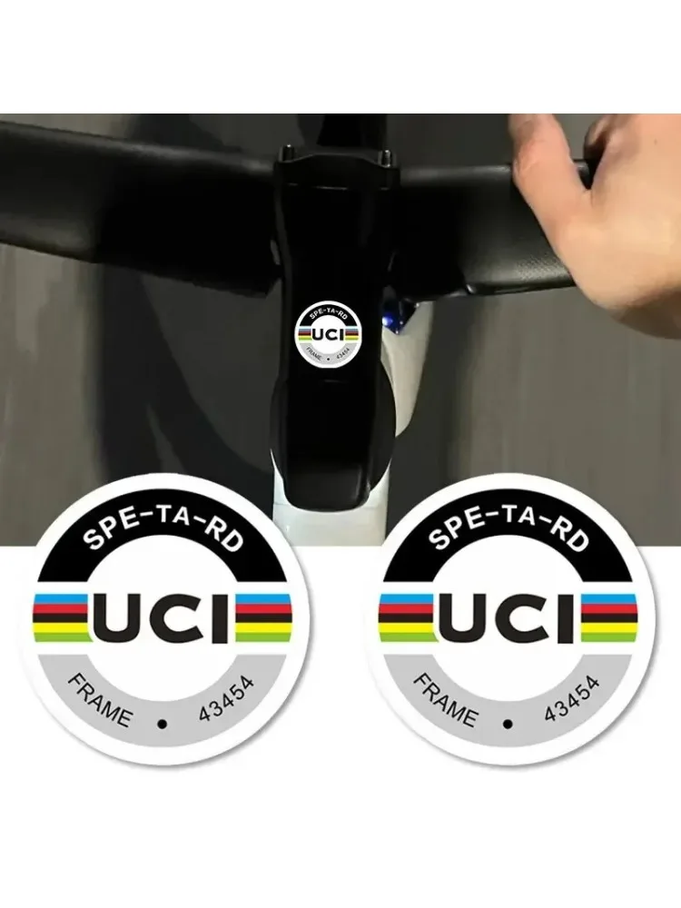 AliExpress NONE 2Pcs UCI Lightning Certified Road Bike Stickers Waterproof Sun Resistant PET Material Cycling Frame Decals