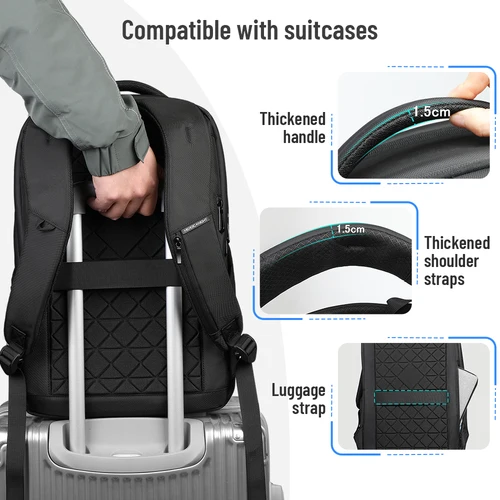 Imagen 2 del producto Mochila de negocios multifuncional HK, mochila de viaje de gran capacidad para hombre, bolsa impermeable para ordenador portátil de 17,3 ""con USB, mochila para trabajo de oficina