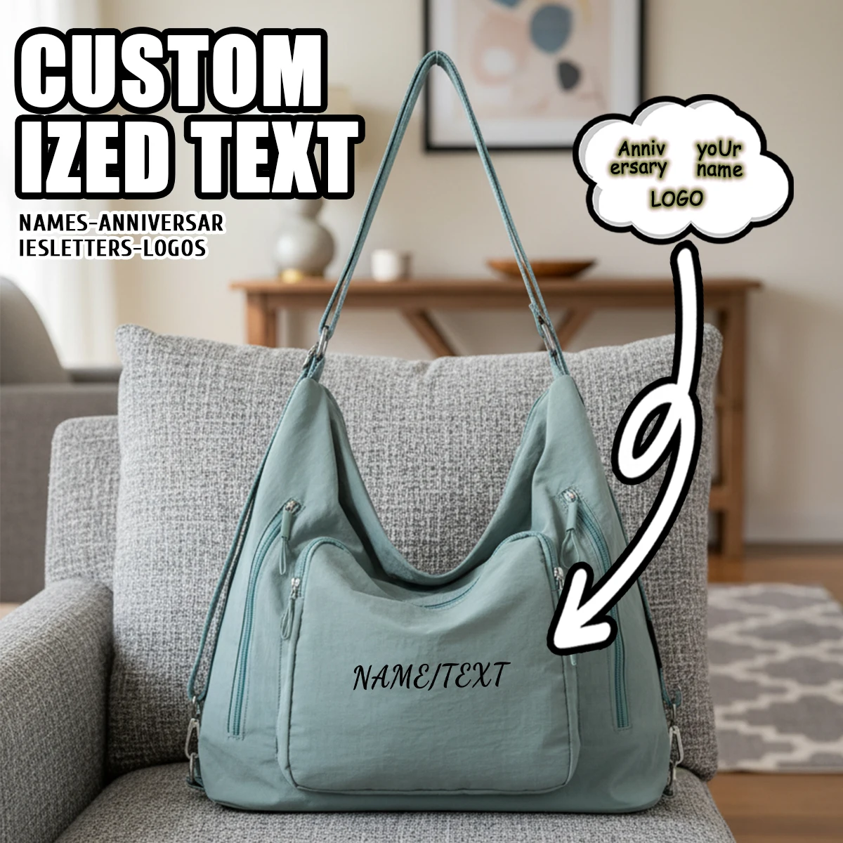 

Customized Logo Japanese-Style Canvas Bag Crossbody Bag Lazy Style Women's Shoulder Bag Student Messenger Bag Exclusive DIY