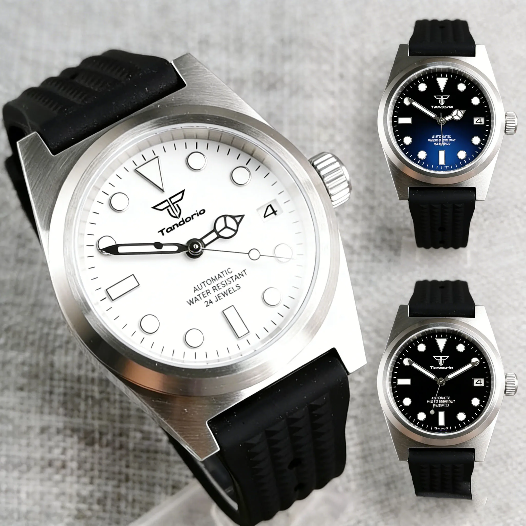 

Мужские часы Tandorio 38 мм с матовым корпусом, новым сапфировым стеклом AR, водонепроницаемостью 20 бар, синим/черным/белым/серым циферблатом, люминесцентными элементами и японским автоматическим механизмом NH35