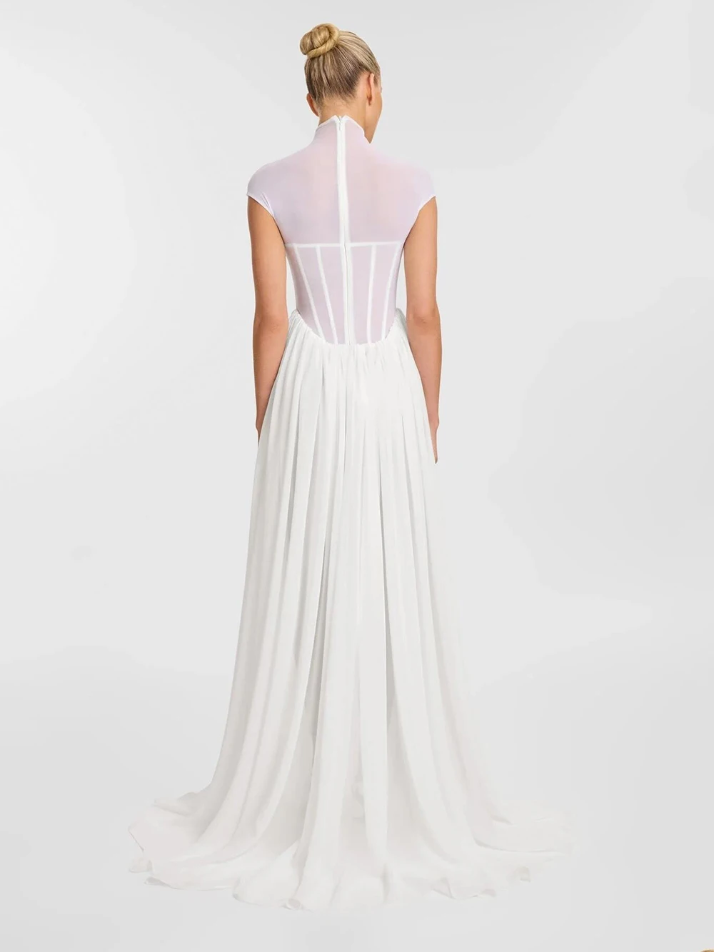 2025 الخريف المرأة الأبيض خفيفة الوزن شبه شفافة الشيفون فستان طويل المألوف الجنية نادي الحفلات Dress2025 الخريف المرأة #6