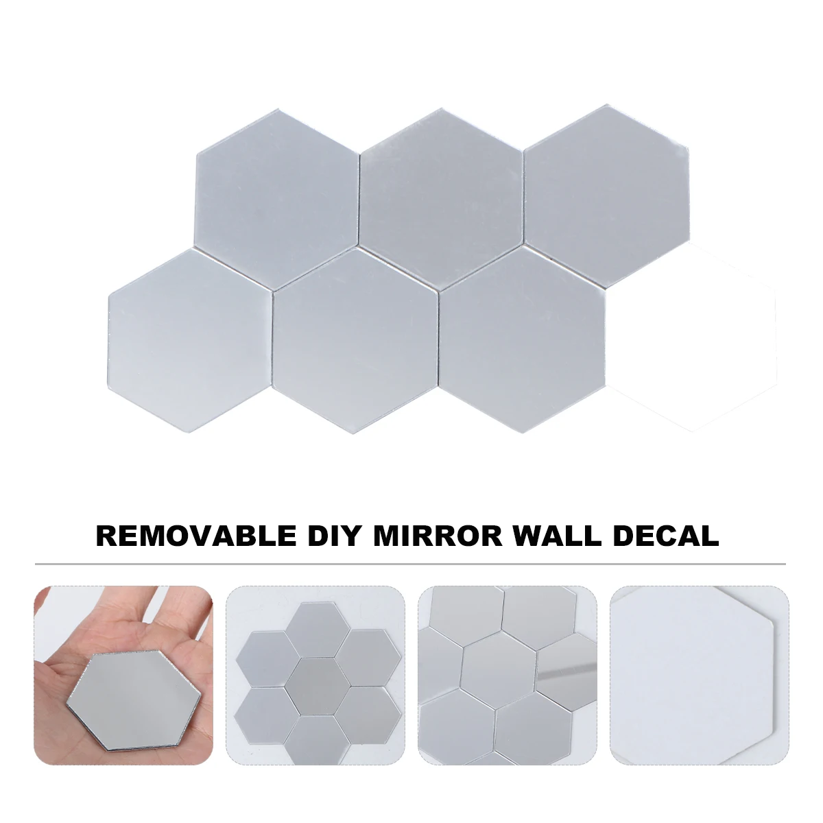 

12pcs Hexagonal Acrylic Mirrors Wall Stickers Home Decor Living Room DIY Modern Mirror Wall Mural Decoration 4x4cm (Silver)