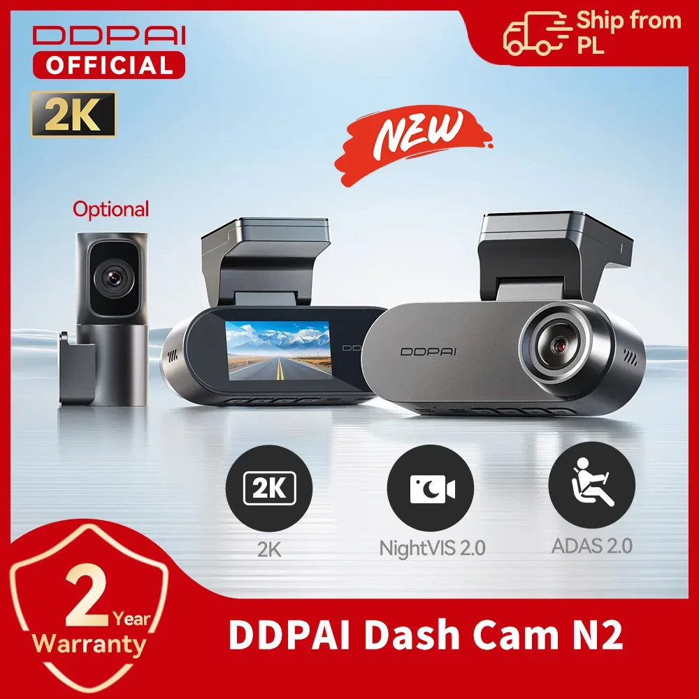Image of Neue DDPAI N2 2K Dash Cam ADAS Auto DVR 24H Parkplatz Monitor Nachtsicht WiFi APP Steuerung Auto kamera