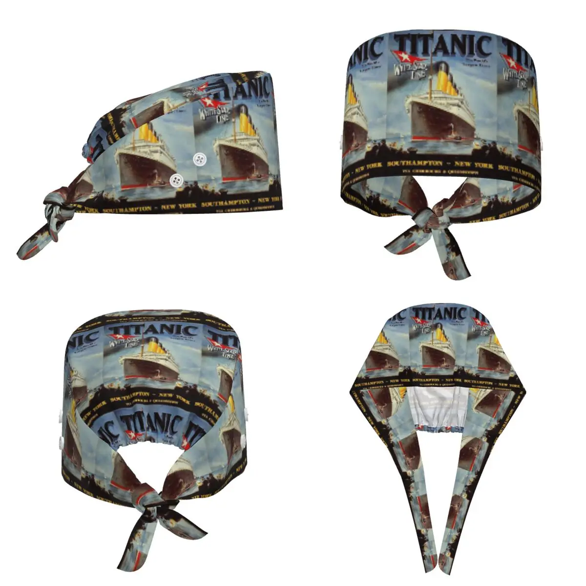 Titanic White Star Line Scrub Hat Doctor Working Surgical Cap Unisex Adjustable Nursing Caps for Dentist