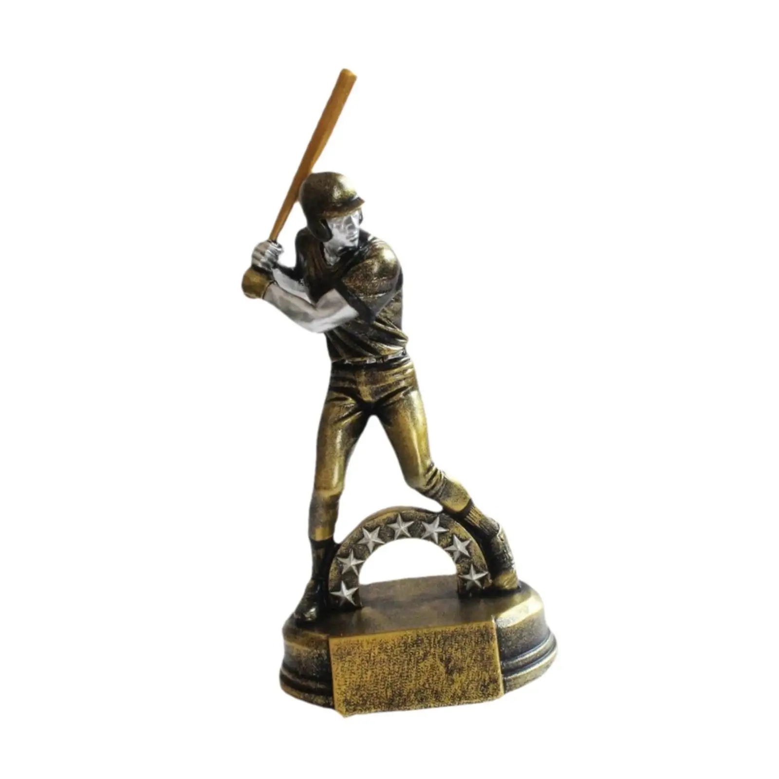 Boys Player Statue Resin Sculpture Keepsake Baseball Batter Trophy Athlete Figurine for Sports League Match Party School Cabinet