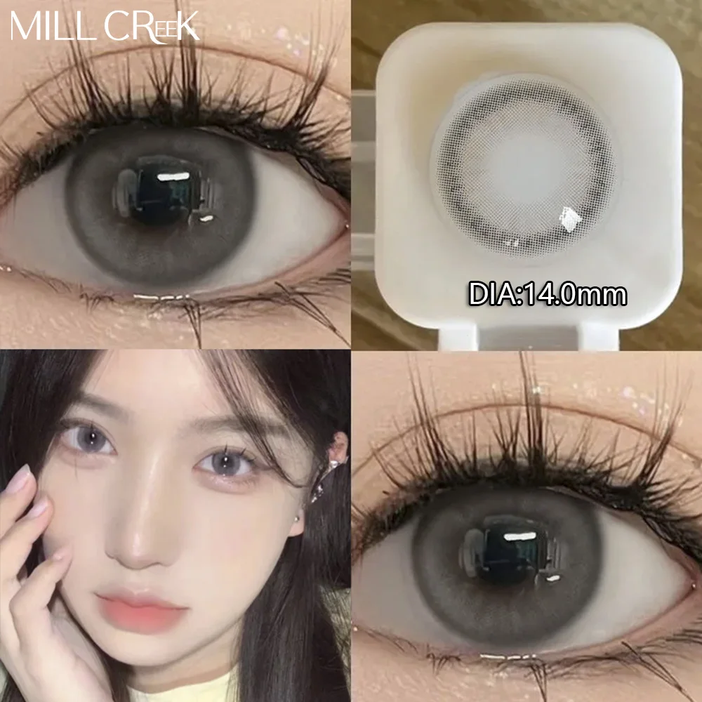 MILL CREEK 1 Pair Colored Contact Lenses for Eyes Myopia Prescription Natural Black Eyes Lenses with Lenses Case Fast Shipping