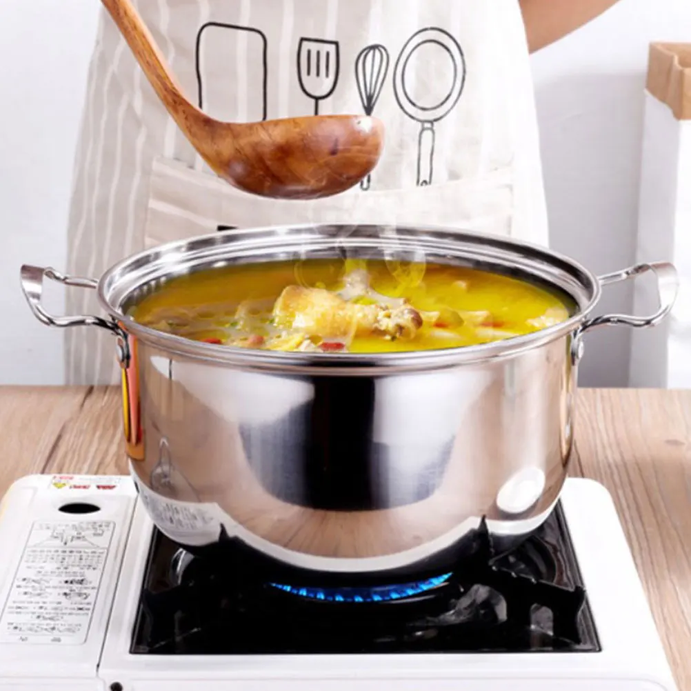 

Stainless Steel Stockpot With Lid Large Capacity Soup Pot Kitchen Cookware Non-Stick Design Milk Pot For Gas Stove Home