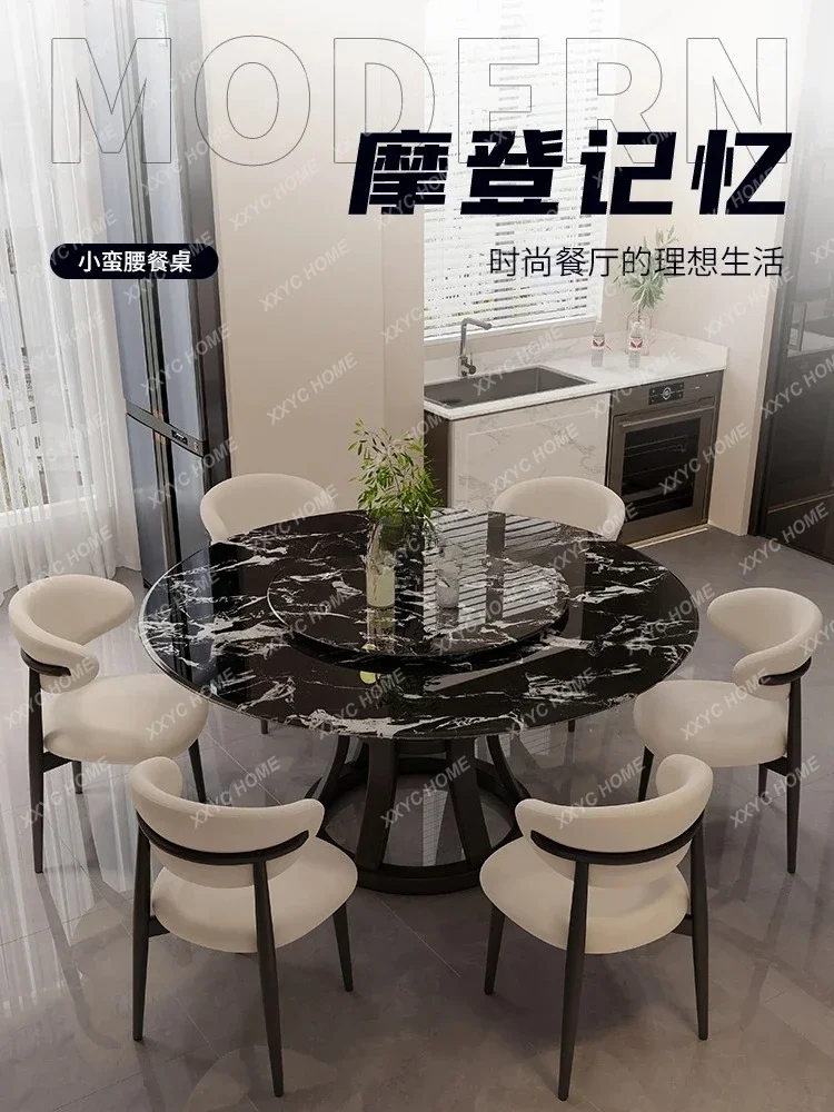 

JJSupercrystalline Stone Dining Table And Chairs Small Apartment Household Solid Wood Platinum Diamond Marble Desktop