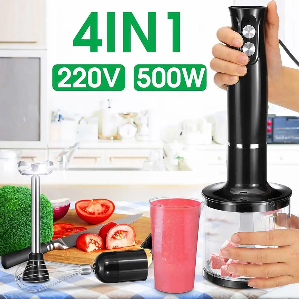 

4-in-1 2 Speeds Handheld Immersion Hand Blender Set With Mixing Beaker Chopper Whisk For Smoothies Baby Food Soups