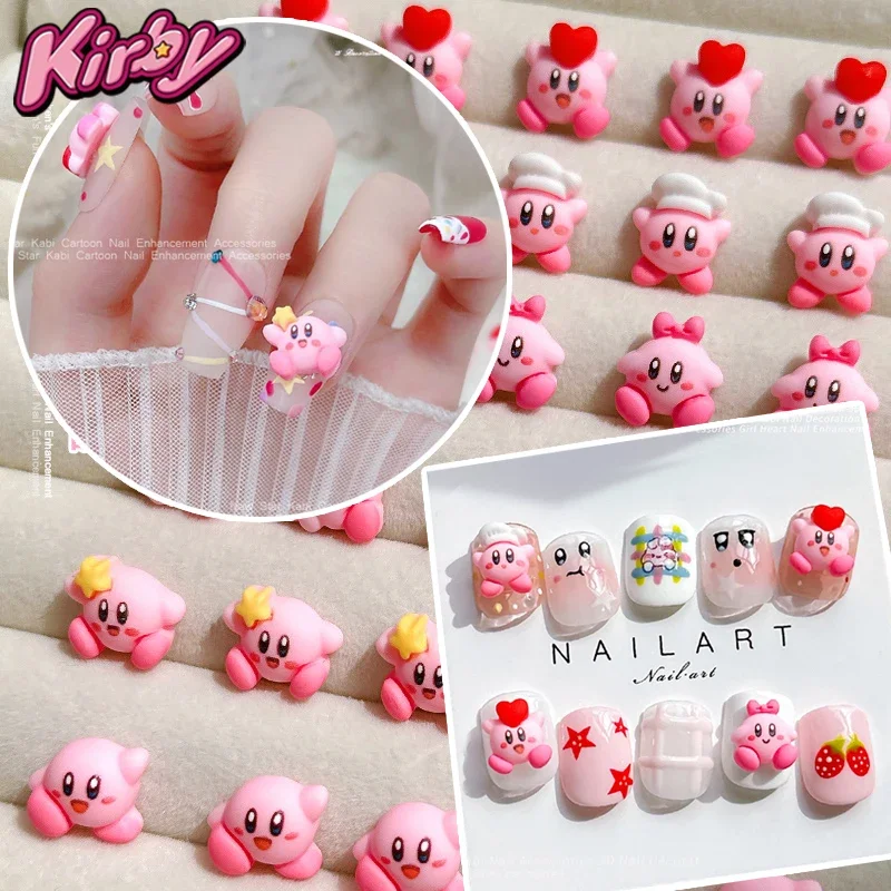

5Pcs Kirby Nail Art Decorations for Girls Cartoon Figures DIY Accessories Resin Parts Supplies Cute 3D Nail Art Patches Material
