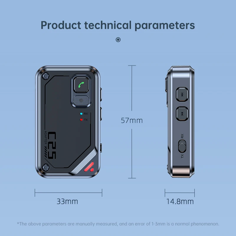 ترقيات جديدة 2 في 1 جهاز إرسال واستقبال صوتي بتقنية البلوتوث 5.3، محول لاسلكي AUX 3.5 مم، موسيقى ستيريو هاي فاي مع ميكروفون للسيارة والطائرة والتلفزيون والكمبيوتر الشخصي ومكبر الصوت ومكبر الصوت