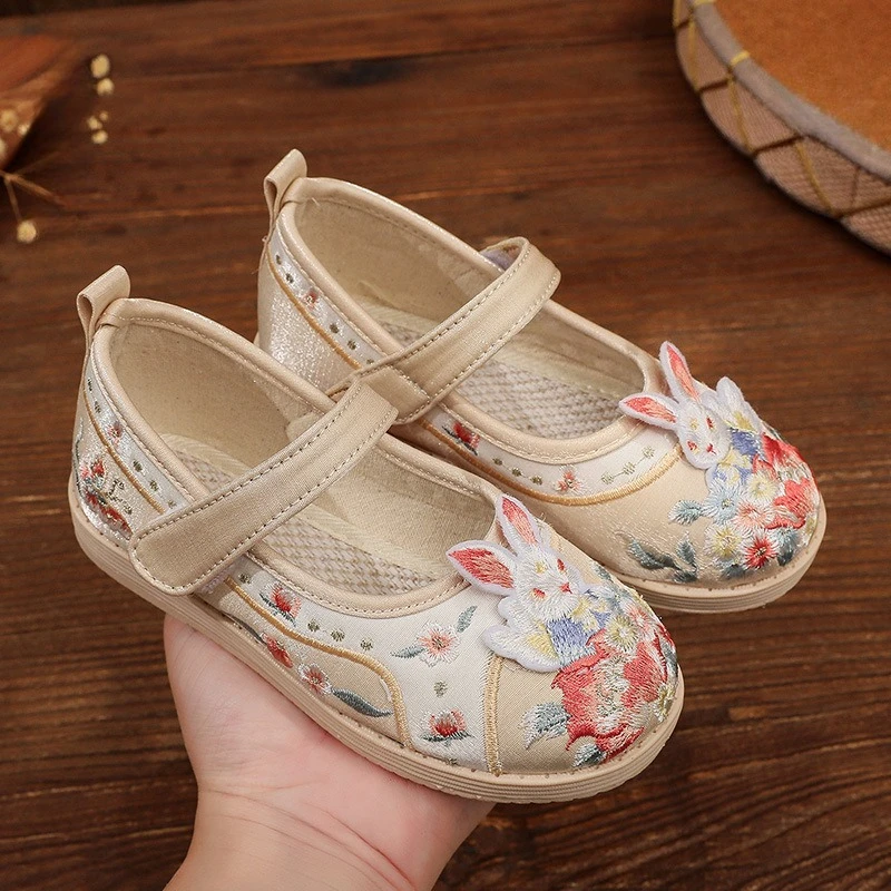 الحلو أرنب الأطفال التطريز القماش أحذية ربيع الخريف الأميرة السببية الفتيات Hanfu أحذية فستان تنوعا الاطفال أحذية الباليه #3
