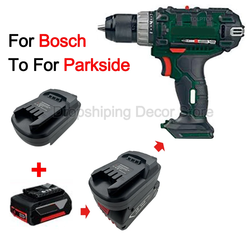 Adaptador de batería de iones de litio de 18V para Bosch, convertidor a herramientas eléctricas inalámbricas Parkside de 20V