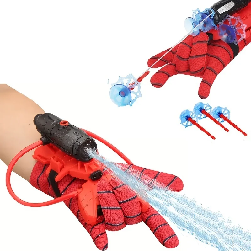 Spider Web Shooter Toy Set, Wrist Launcher with Glove & Suction Darts, Cosplay Prop, Party Favor Gift for Kids 8+