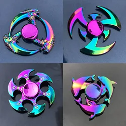 New Rainbow Metal Hand Spinner Focus Toy Ninja Fidget Spinner R188 Bearing Electroplate Stress Relief Toys for Adult Wholesale