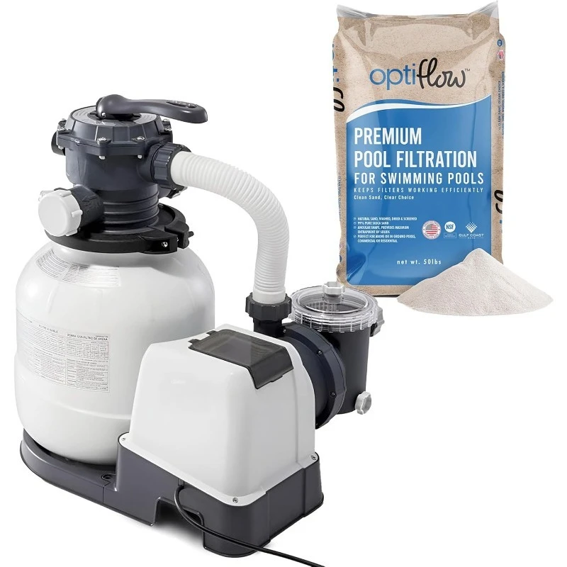 

26645EG Krystal Clear 2100 GPH Насос с песчаным фильтром для надземных бассейнов в комплекте с фильтром OptiFlow Premium Pure Silica Sa