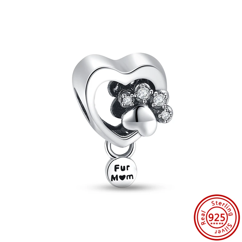 ใหม่925เงินสเตอร์ลิงแมว & สุนัขสัตว์ Paw พิมพ์ Fine Charms DIY Pandora สร้อยข้อมือสำหรับเครื่องประดับสตรีอุปกรณ์เสริม