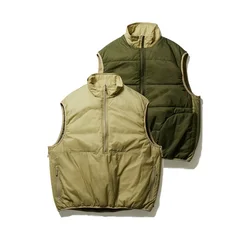 22AW Original Pier39s Japan Outdoor Function Color Matching Double-sided Semi Zipper Cotton Vest Stand Collar Loose Jacket