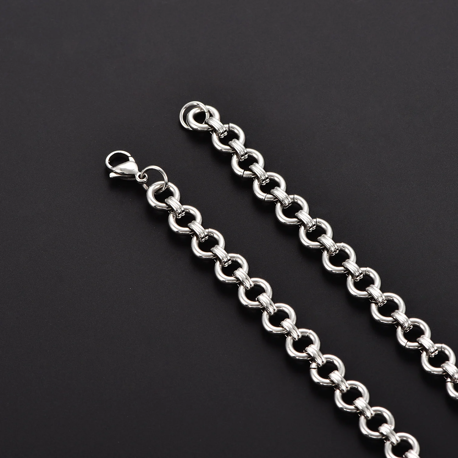 8MM Rundes Armband aus Edelstahl, O-förmige Glieder, versilberte Handkette, minimalistische Fußkettchen, Metallschmuck – Detail 2