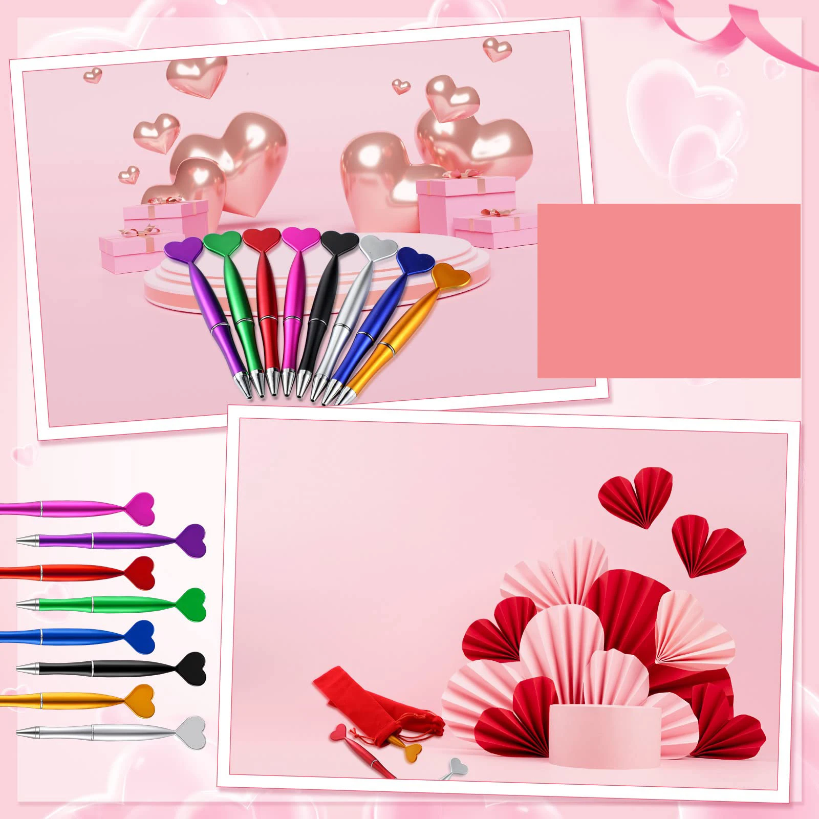 40Pcs Heart Shaped Ballpoint Pens Novelty Gel Ink Pens For Student Teacher Office School Home Supplies Party Favors Gifts