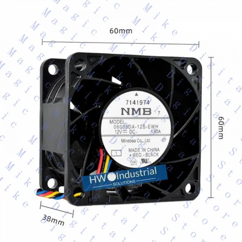 H  1/piece FOR NMB 06038DA-12S-EWH 12V 1.80A 6038 6cm Server Chassis Cooling Fan