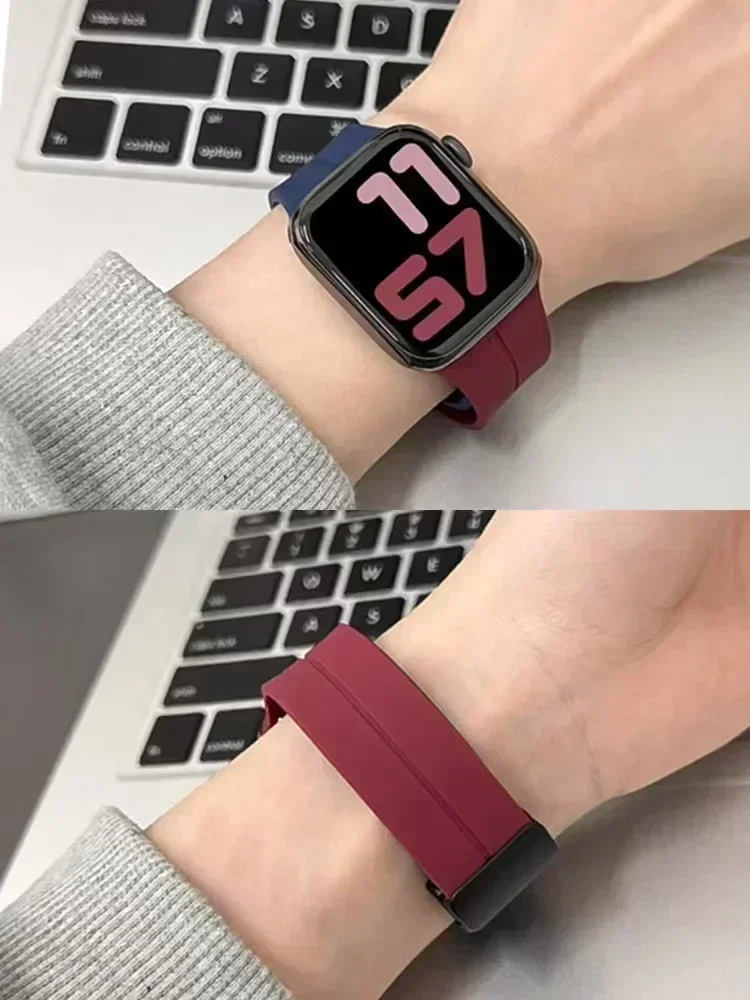 Silicone Strap For Apple watch series 7 8 9 SE 6 2 3 44mm 40mm 45mm 41mm 42mm 44 mm correa Bracelet Apple watch ultra band 49mm image 4