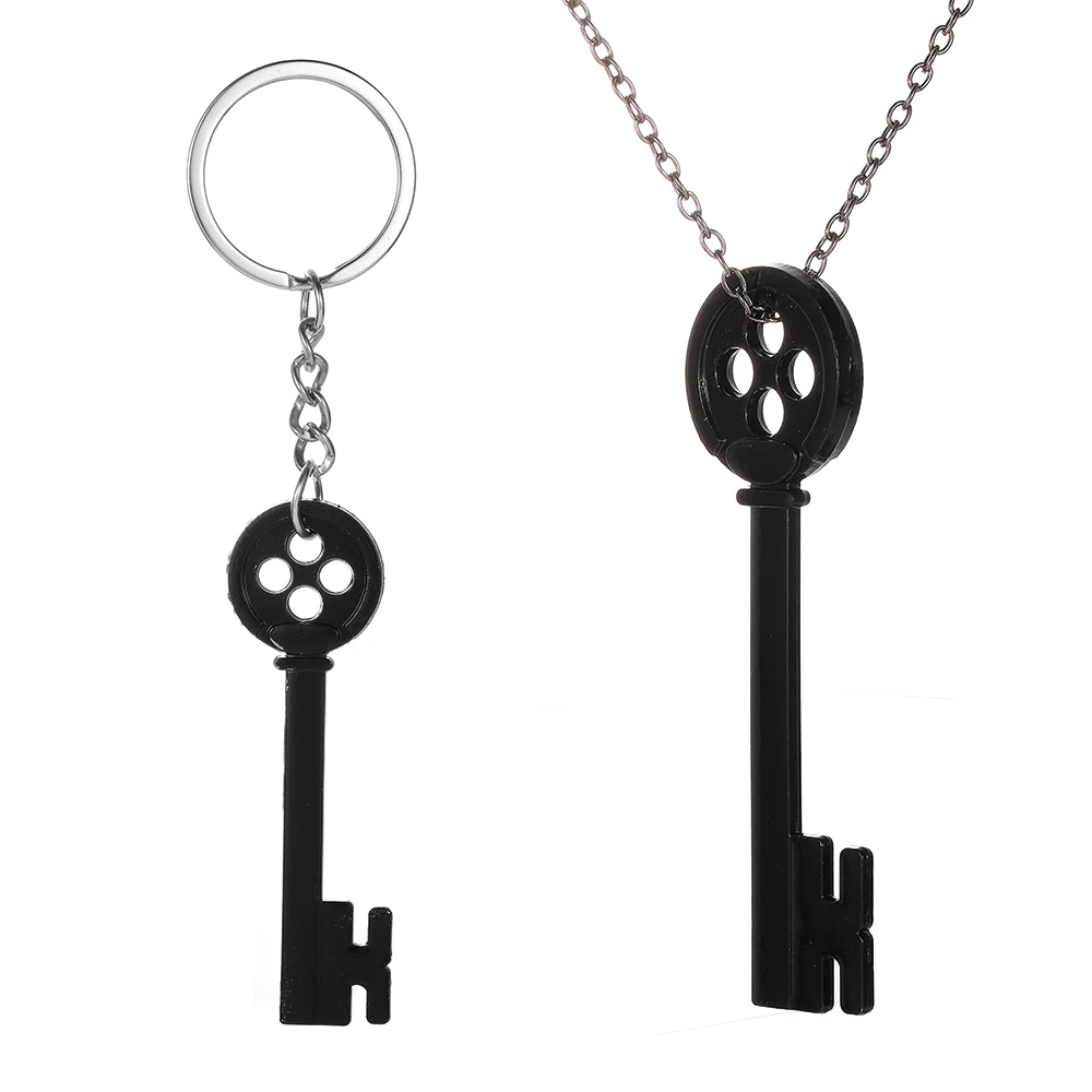 Mode Halloween Metall Coraline Schlüssel Skelett Requisiten Schlüsselbund Neil Gaiman Retro Schwarz Schatztruhe Schlüssel Halskette Schmuck Geschenke – Detail 2