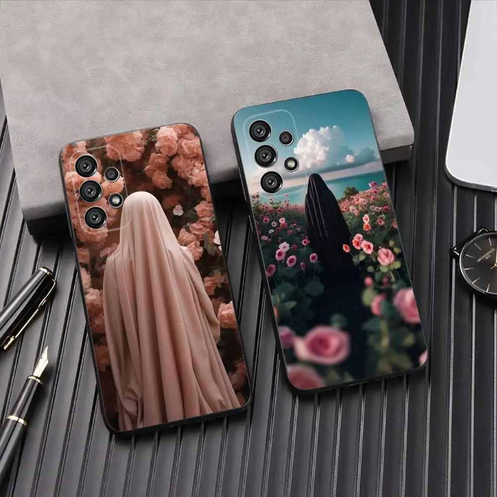 

Muslim Arabic Girl Phone Case For Samsung Galaxy A13,A21s,A22,A31,A32,A52,A53,A71,A80,A91 Soft Black Shell