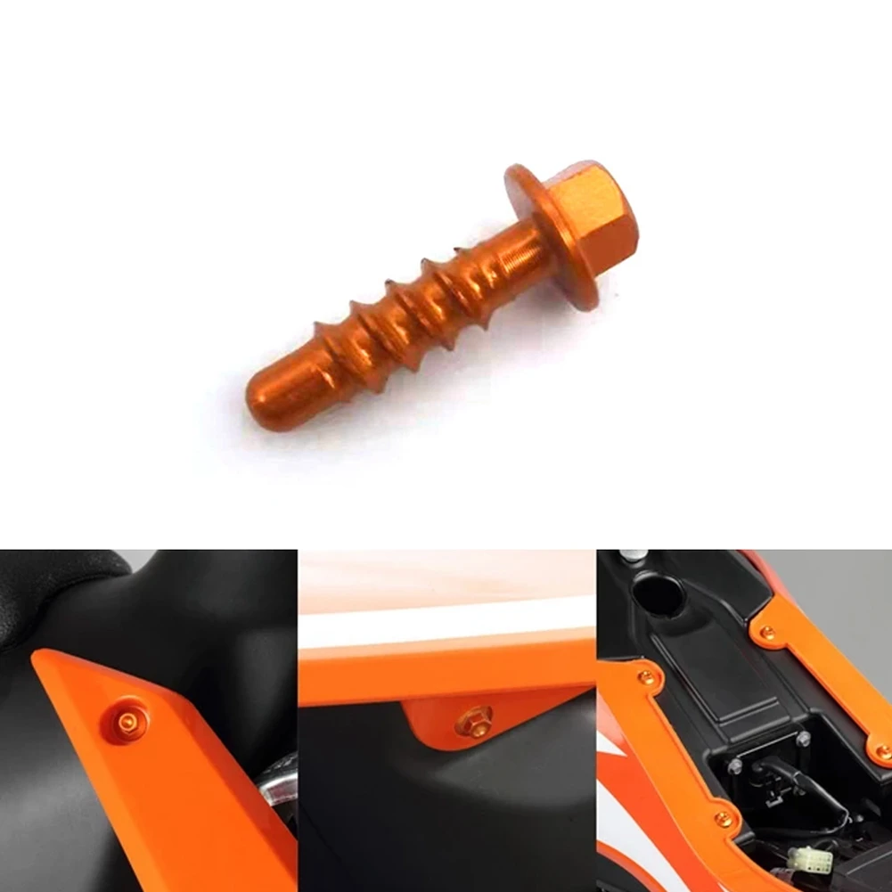 10pcs Motorcycle Screws Aluminum Self-Tapping Screw Set 125CC-530CC Off-Road Compatible for KTM EXC EXCF SXF 2004-2022 Orange