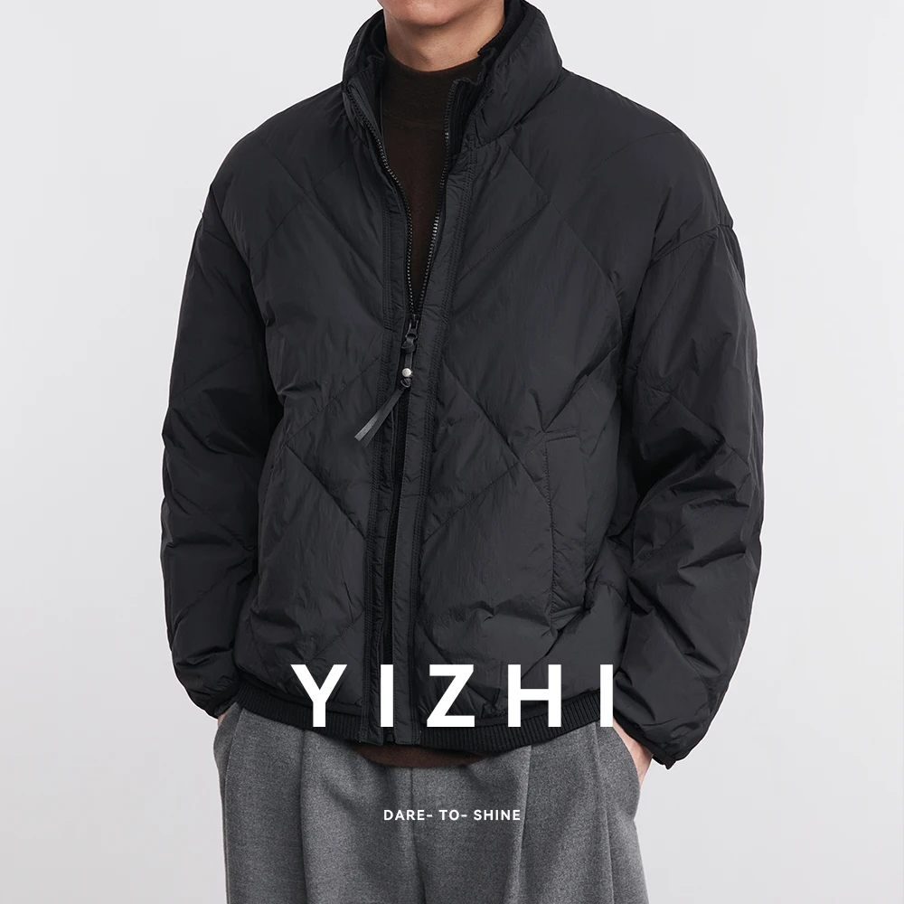 

Fashion Men's 90 White Duck Down Stand Collar Lightweight Down Jacket 2026 Winter New Warm Trendy Brand Loose Casual Jacket