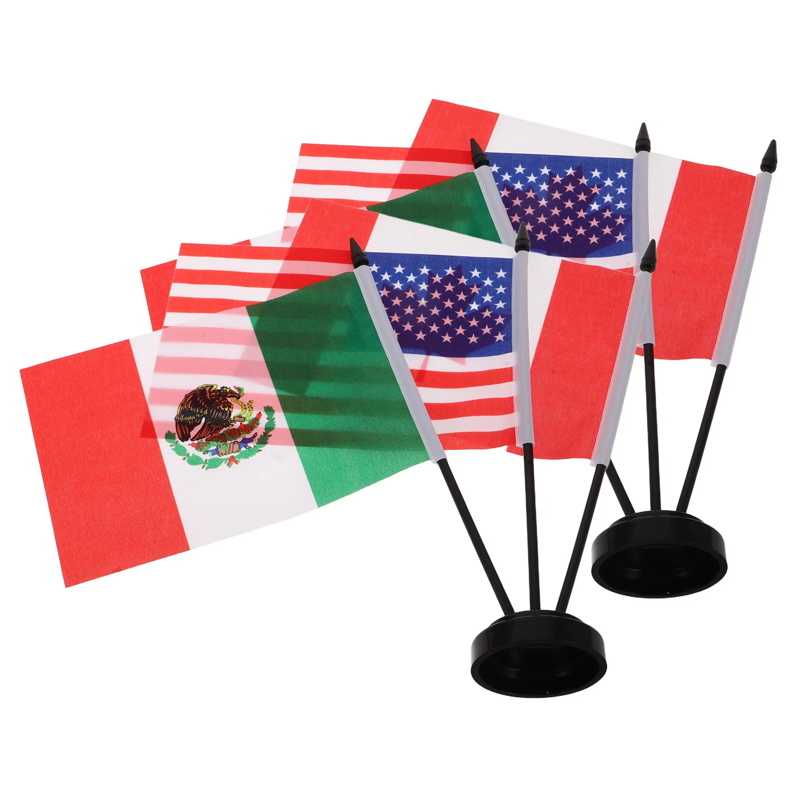 مجموعتان من أعلام الطاولة المصغرة مجموعة الولايات المتحدة الأمريكية كندا المكسيك ديكور سطح المكتب لأحداث الاجتماعات المكتبية علم الطاولة الصغيرة باللون الأسود #3