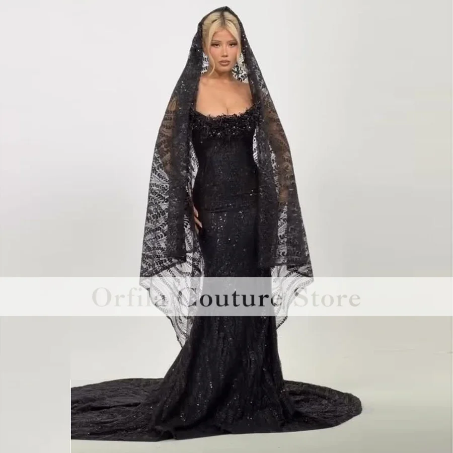 Luxury Gold Prom Dresses With Veil 2026 Sequin Beading Black Girls Evening Dress Strapless Birthday Party Gowns Customized