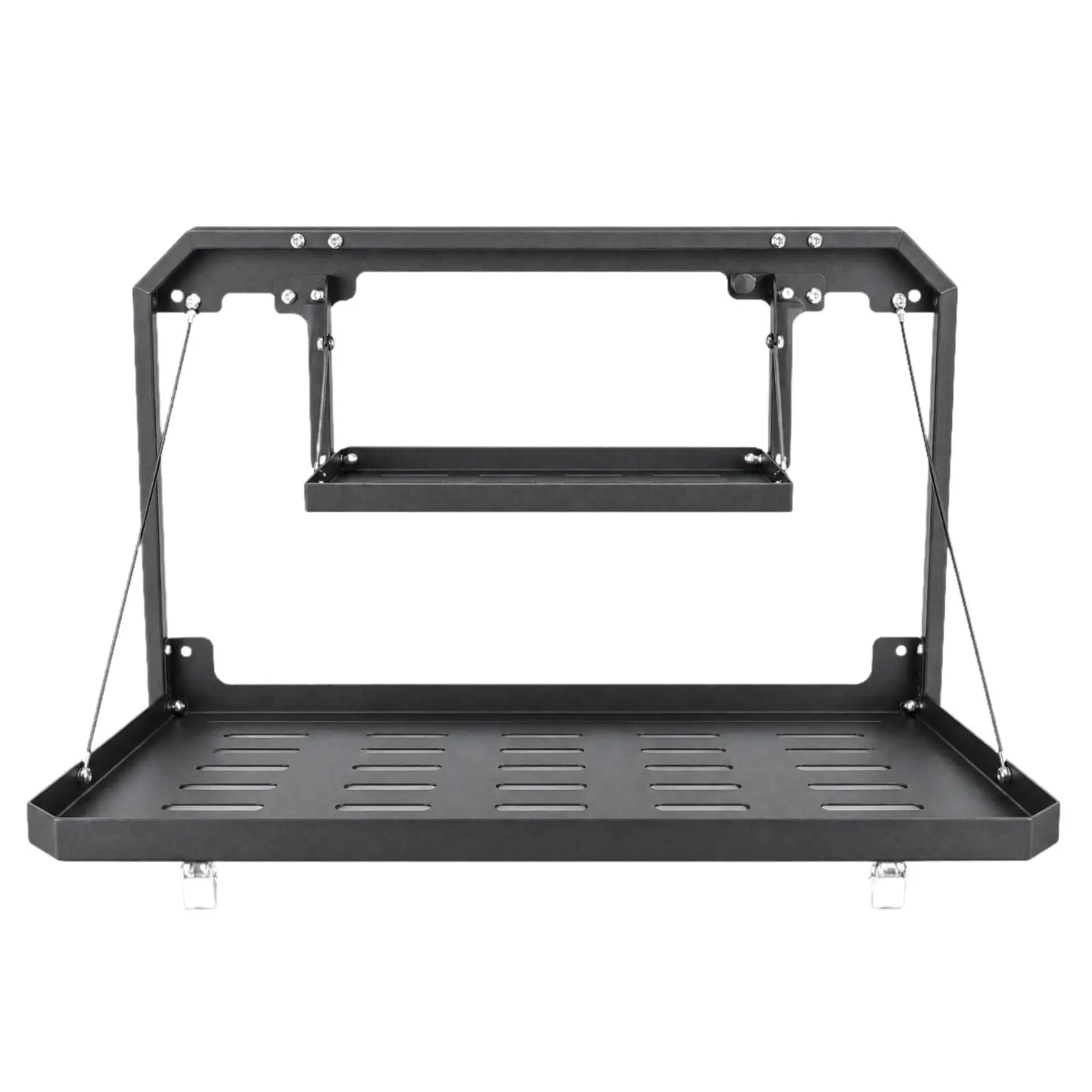 Foldable Tailgate Storage Rack Space-Saving Tailgate-Mounted Cargo Shelf Foldable Storage Holder Lockable for Road Trips